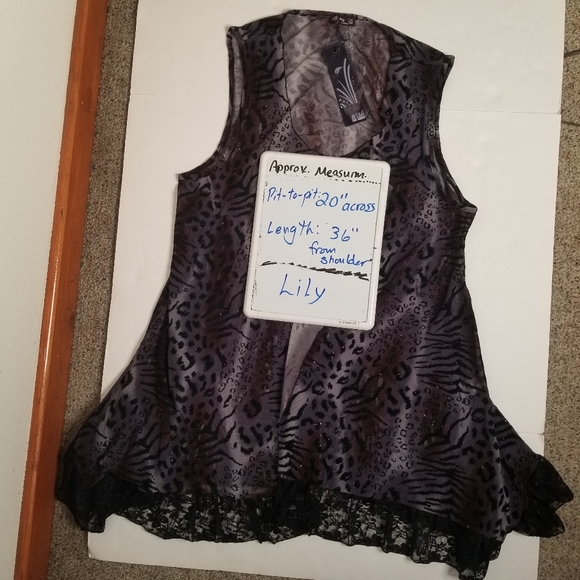 NEW Lily by Firmiana animal print lace sparkly duster kimono Velvet Burnout 2X - Picture 7 of 9